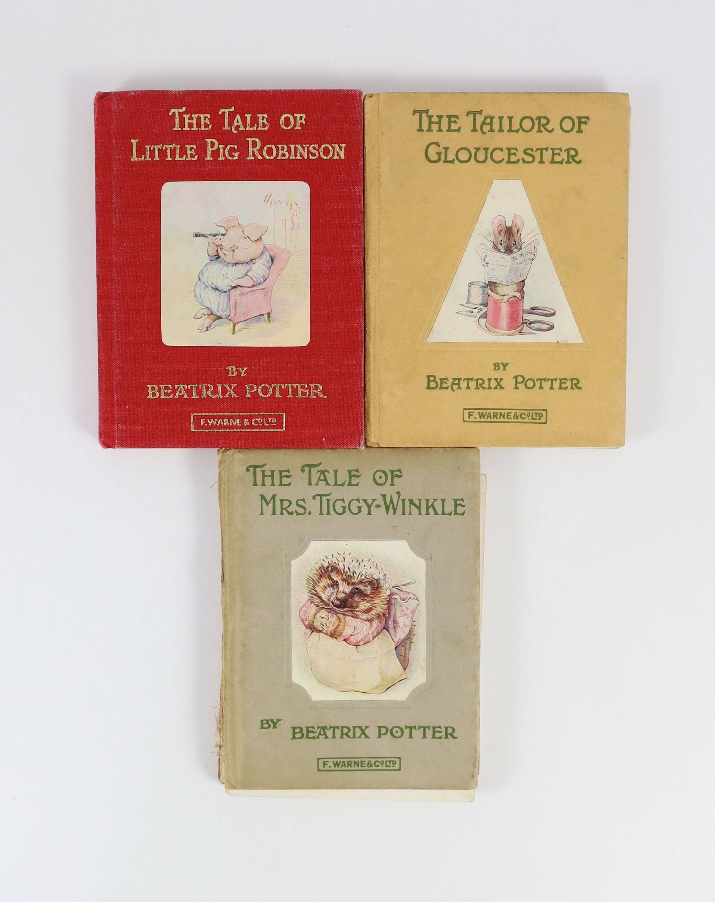 Potter, Beatrix - The Tale of Squirrel Nutkin. Early edition. Numerous illustrated plates. Original paper boards with pictorial and letters direct. 16mo. Frederick Warne and Co., London, 1903, First two printings didn’t